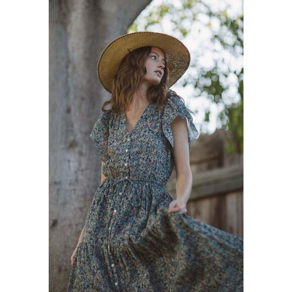 Flowers Dresses & Skirts - Trovata Birds of Paradis Kristi Dress Sea Mist Floral XS Cotton Blend Midi